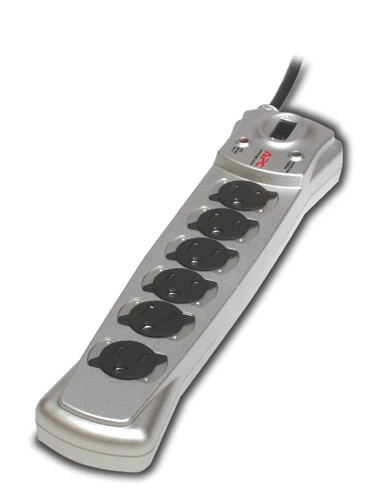 APC Essential A/V Surge Protector, 6 outlet Black, Silver 6 AC outlet(s) 120 V 1.83 m