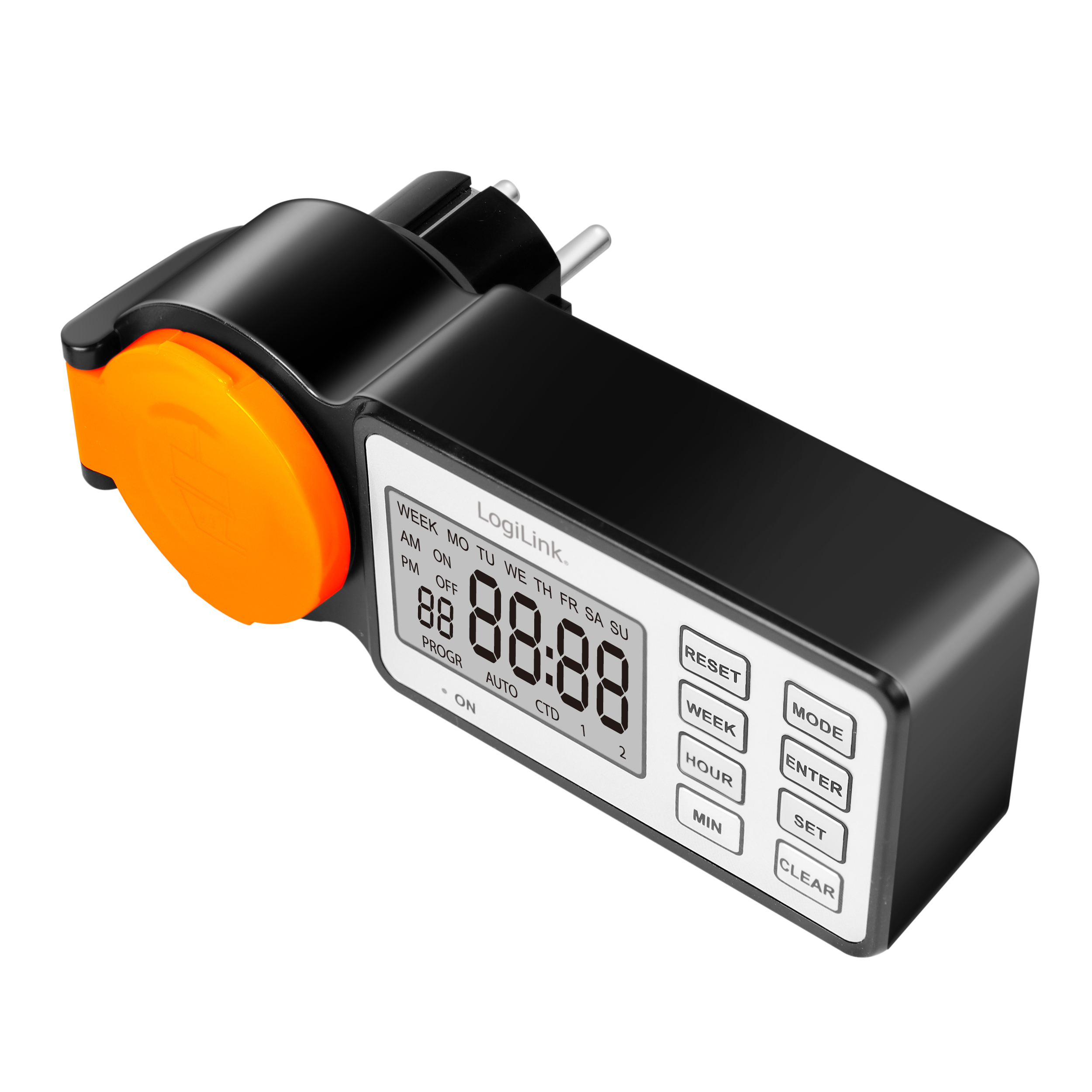 LogiLink ET0016 electrical timer Black, Orange Daily/Weekly timer