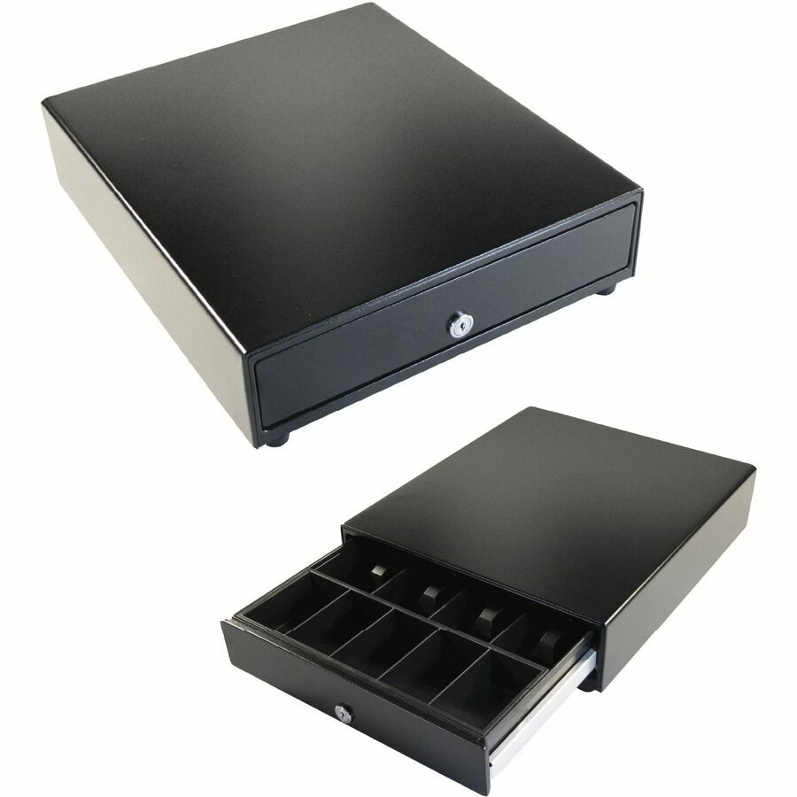 apg Solutions Standard-Duty Point of Sale Cash Drawer | Vasario Series VP320-1-BL1416 - USD 4 Bill - 5 Coin - Black - 4" Height x 13.8" Width x 16.3" Depth