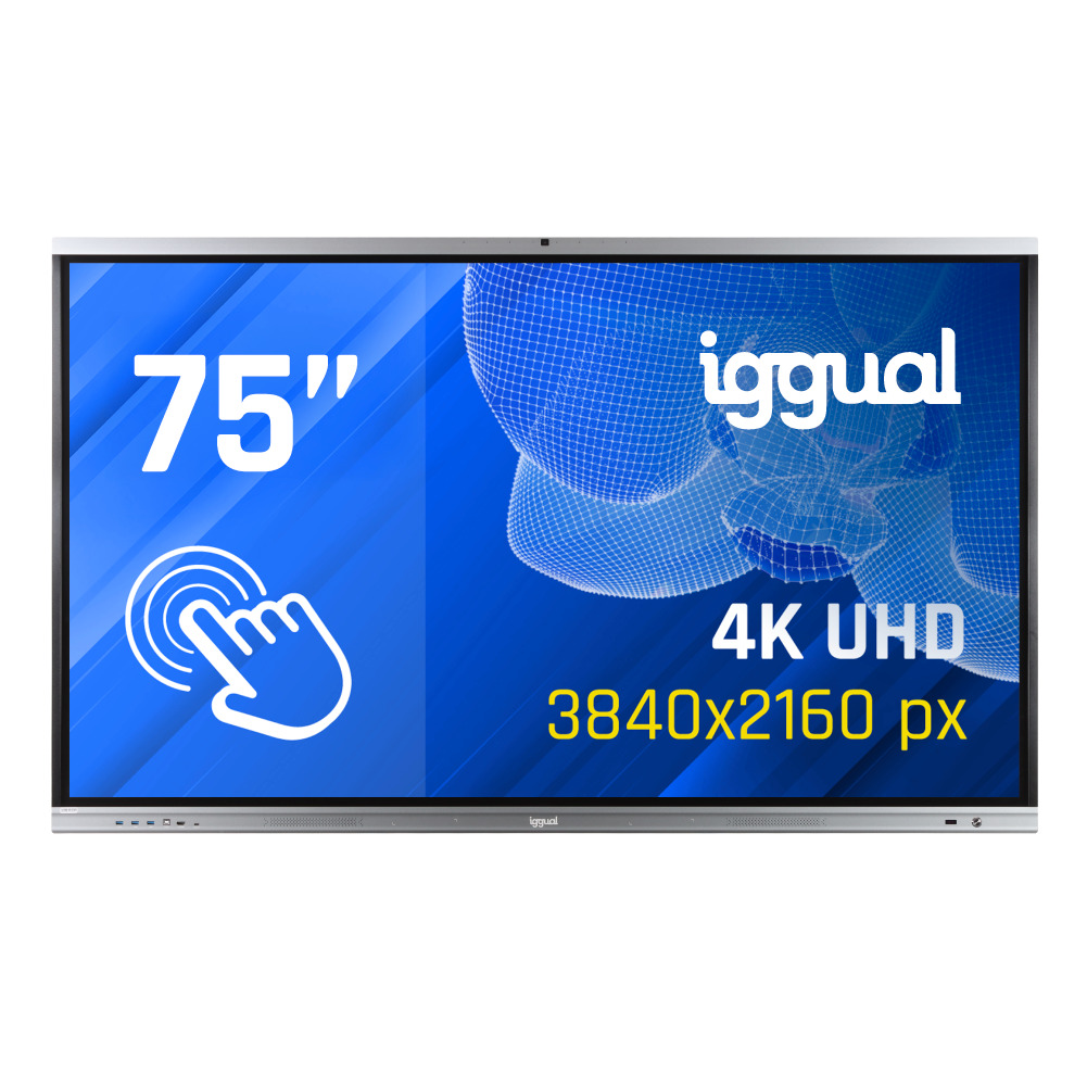 iggual Orchid 75 Webcam Interactive flat panel 190.5 cm (75") LED Wi-Fi 400 cd/m² 4K Ultra HD Black Touchscreen Built-in processor Android