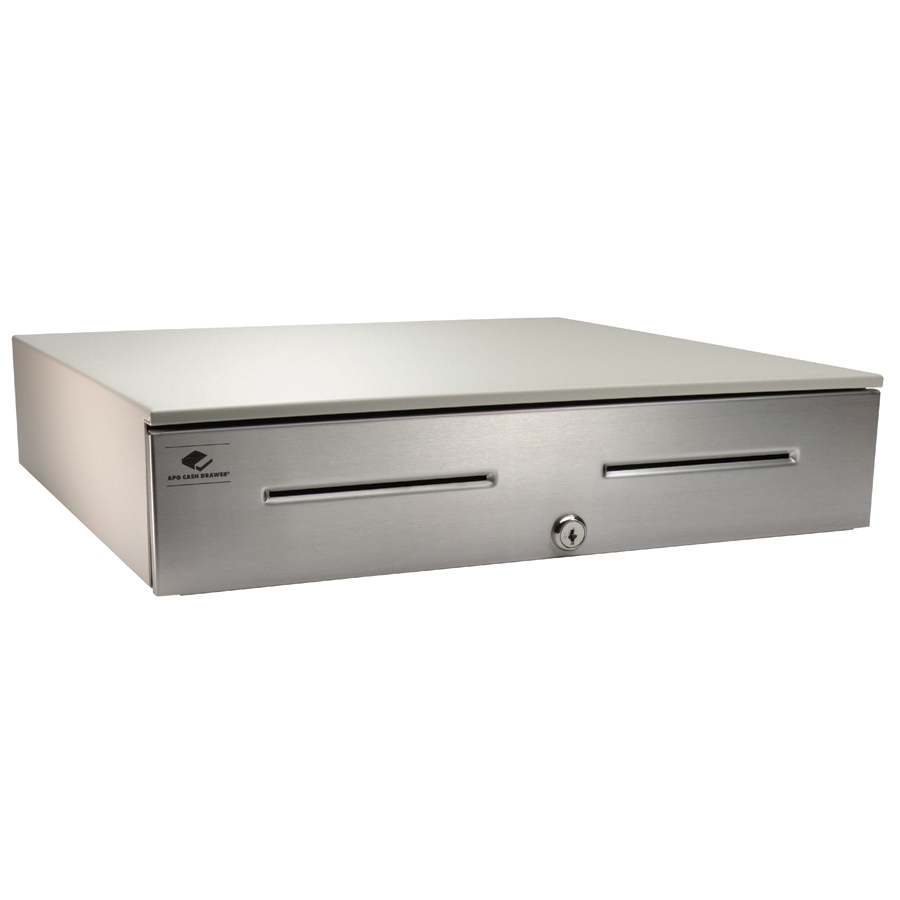 apg Solutions Heavy-Duty Point of Sale Cash Drawer | Series 4000 JD320-CW1816-C-A7 - 5 Bill - 5 Coin - 2 Media Slot - USB - Stainless Steel, Steel - Cloud White - 4.2" Height x 18" Width x 16.7" Depth