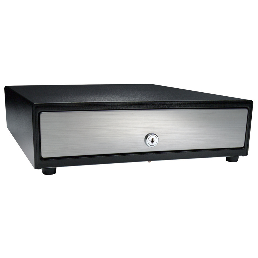 apg Solutions Standard-Duty Point of Sale Cash Drawer | Vasario Series VS554A-BL1416 - 5 Bill - 5 Coin - USB - Stainless Steel, Plastic - Black - 4" Height x 13.8" Width x 16.3" Depth