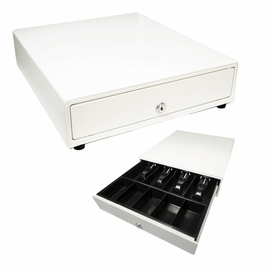 apg Solutions Standard-Duty Point of Sale Cash Drawer | Vasario Series VP320-1-AW1416 - USD 4 Bill - 5 Coin - White - 4" Height x 13.8" Width x 16.3" Depth