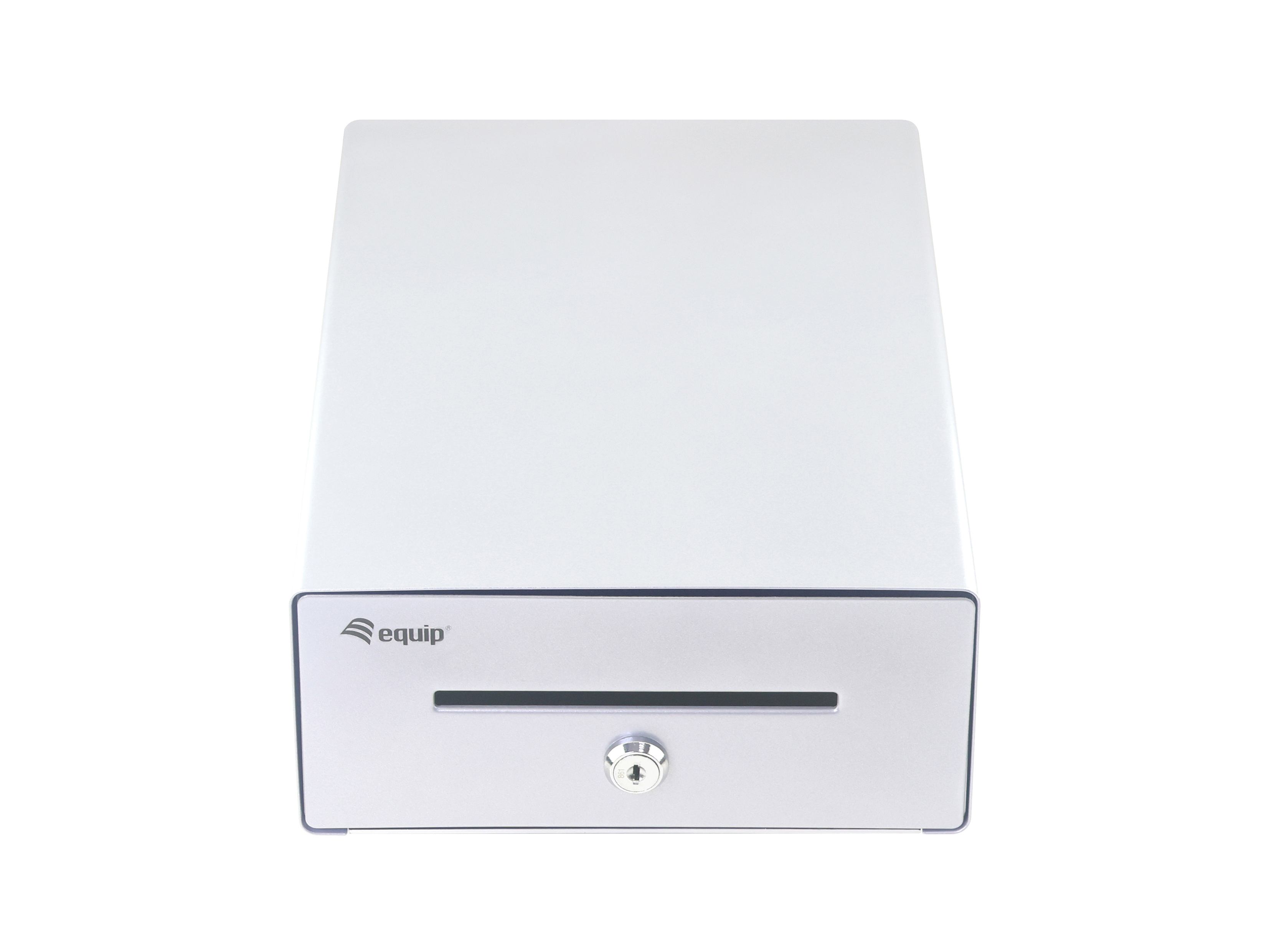 Equip Cash Register Drawer for Point of Sale (POS) System, 4 Bill/4 Coin Compartments, Removable Coin Slots, RJ11 connector, Aluminum