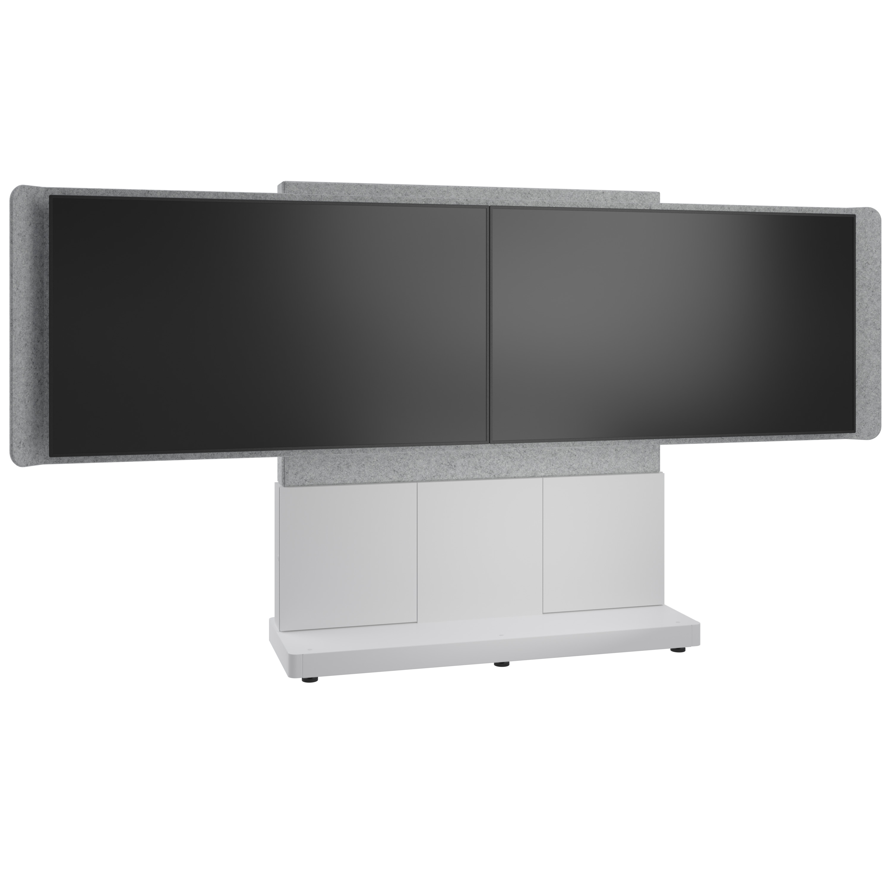 Middle Atlantic ForumTM Free-Standing 66" (3 Bay) Display Stand for (2) 76" to 85" Displays, Light Colorway