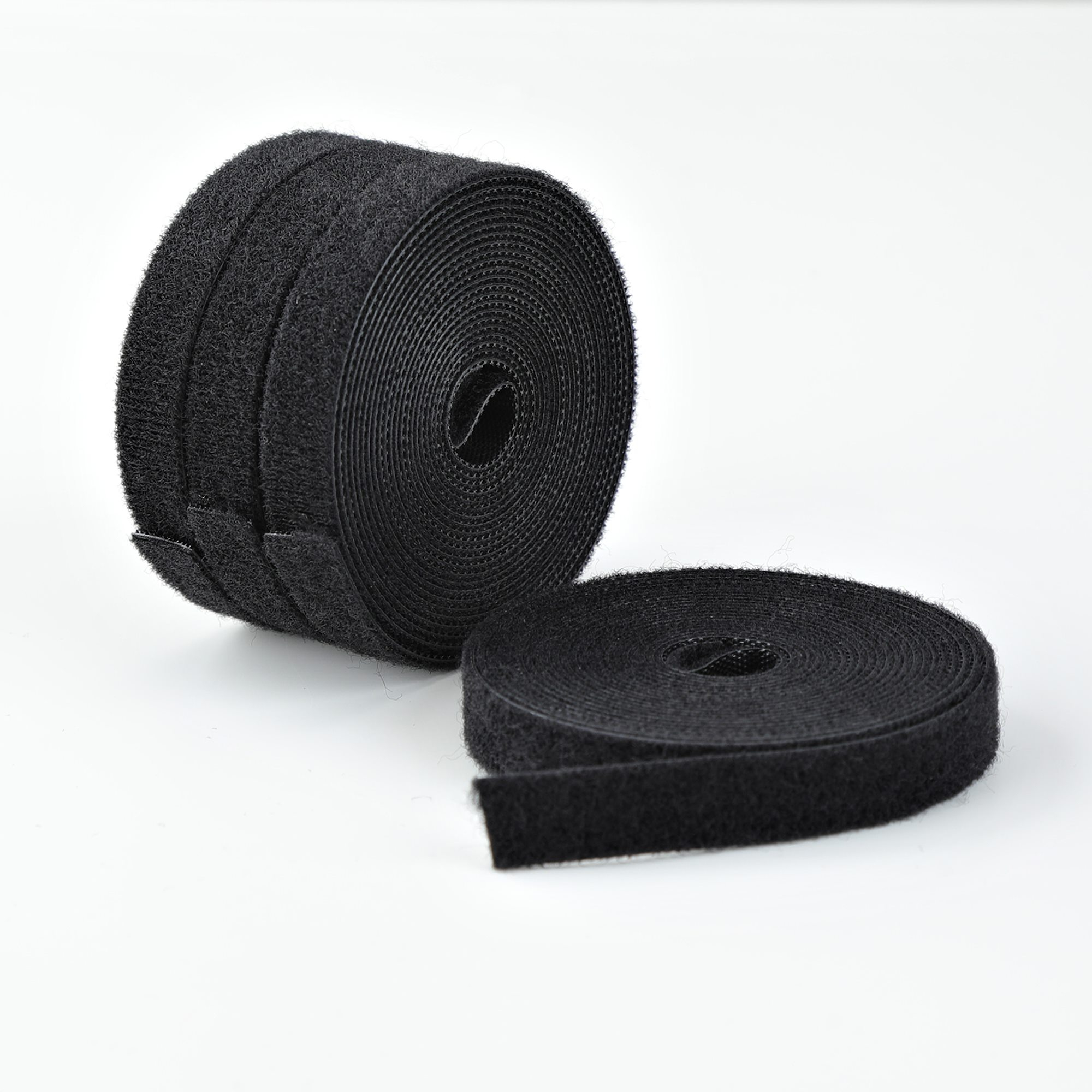 StarTech.com 4-pack 15ft (4.6m) Hook and Loop Roll, 0.5in Wide, Black, Cut-to-Size Reusable Cable Ties, Fastener Tape, Adjustable Fabric Wraps, Bulk Roll