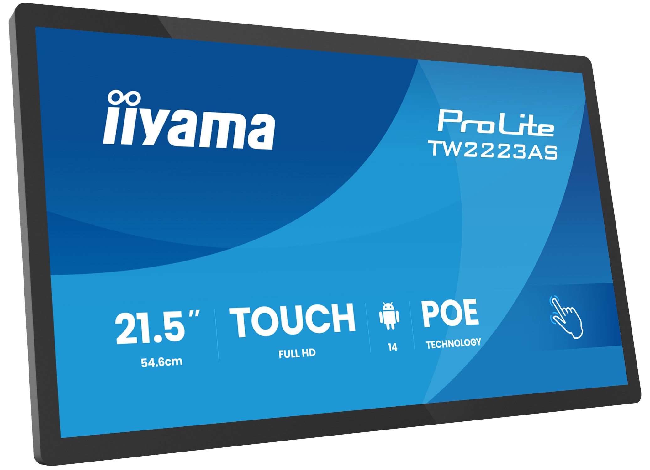 iiyama TW2223AS-B3P Signage Display Interactive flat panel 54.6 cm (21.5") Wi-Fi 450 cd/m² Full HD Black Touchscreen Built-in processor Android 24/7