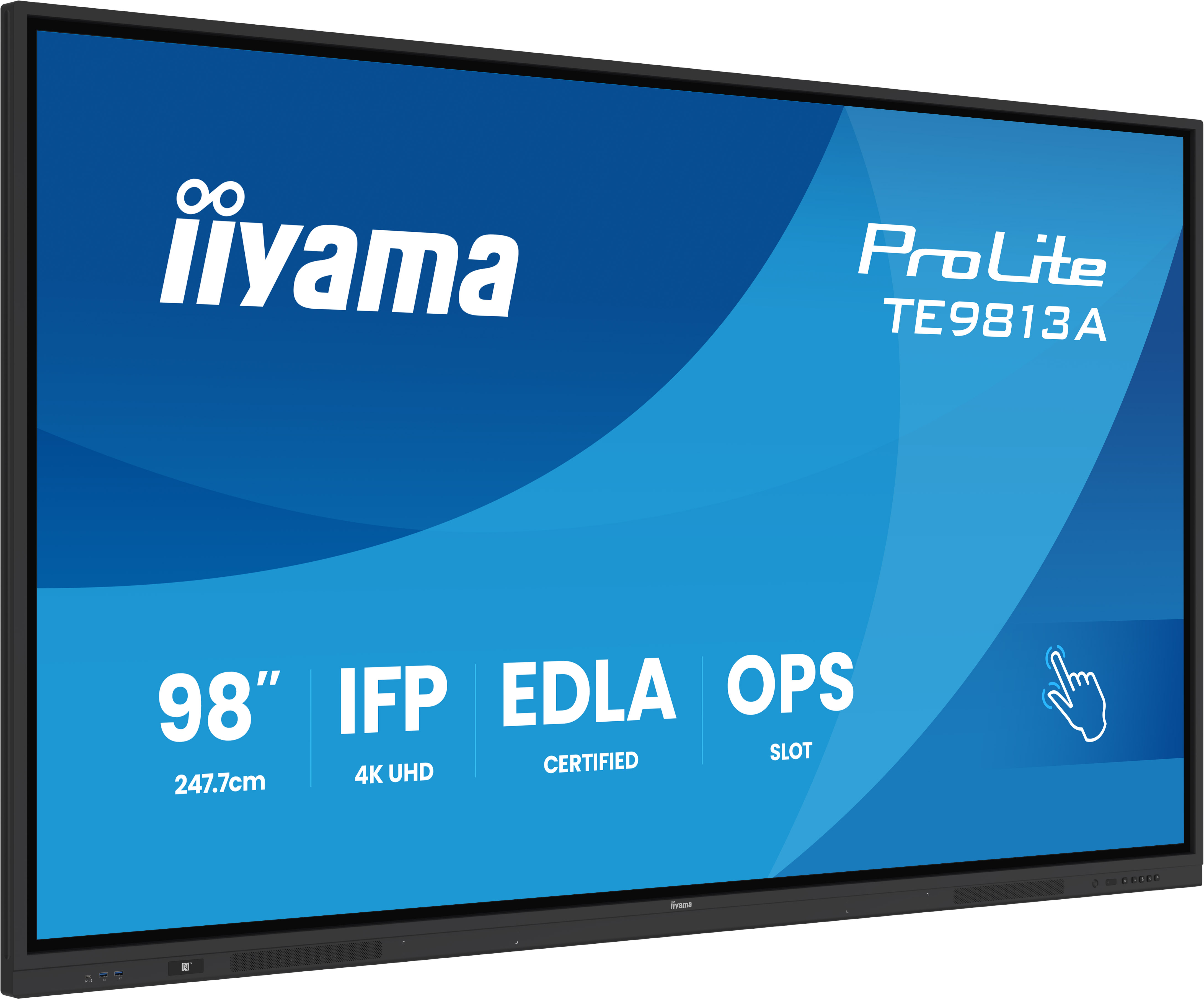 iiyama TE9813A-B2AG Signage Display Kiosk design 2.48 m (97.5") Wi-Fi 500 cd/m² 4K Ultra HD Black Touchscreen Built-in processor Android 24/7