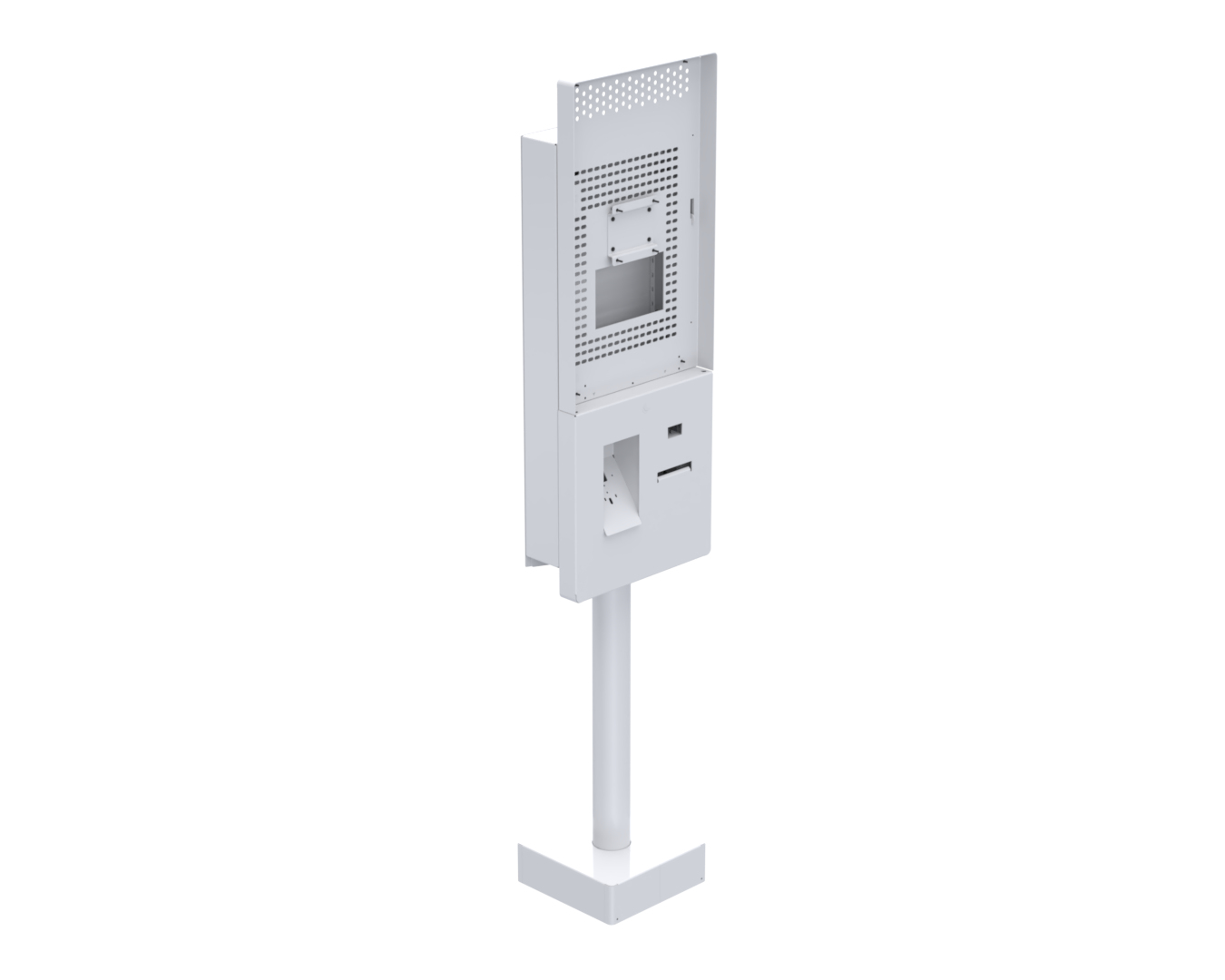 Ergonomic Solutions SpacePole Kiosk Single sided Sunmi QSR kiosk w/ scanner