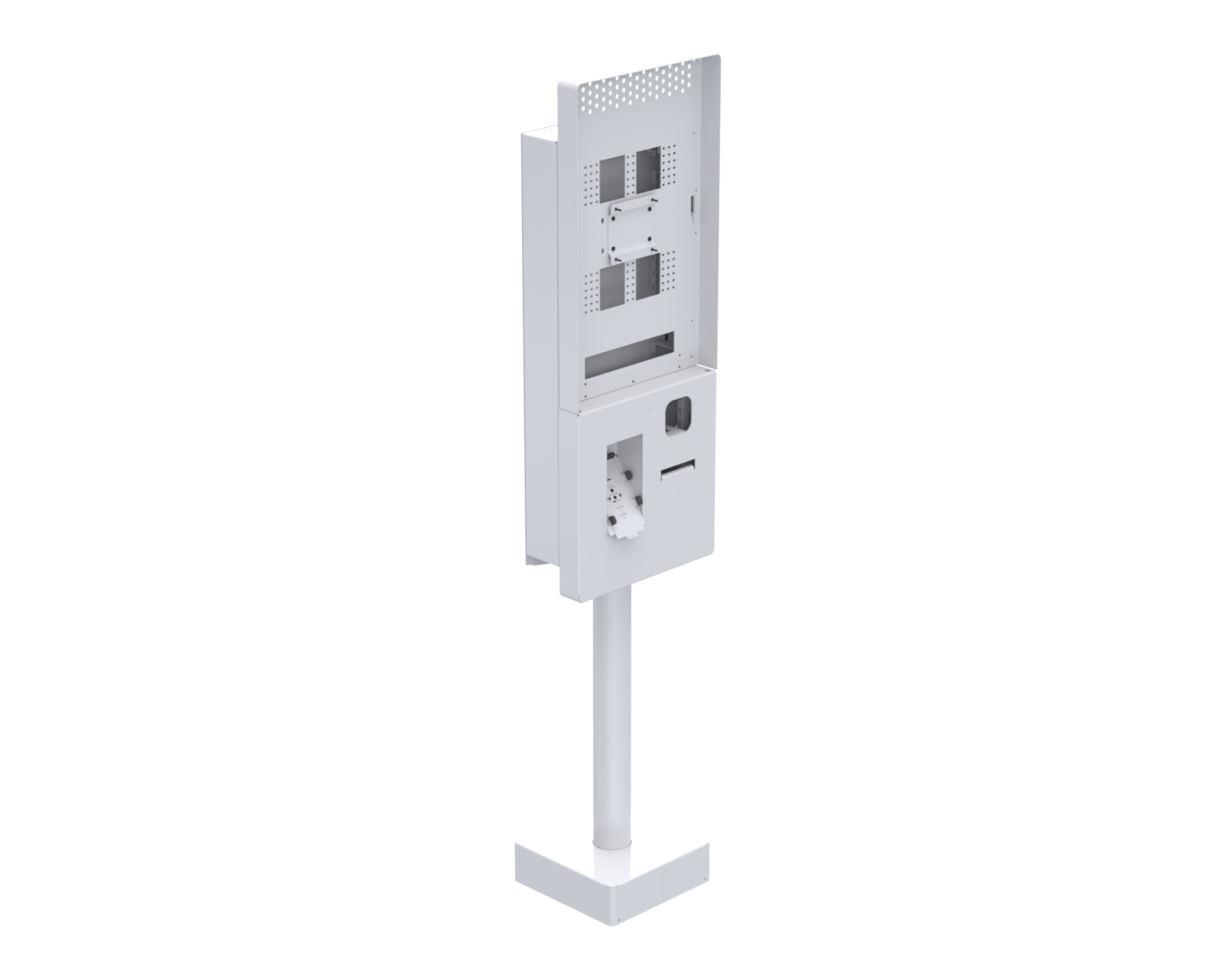 Ergonomic Solutions SpacePole Kiosk Single sided Microtouch QSR kiosk w/ scanner