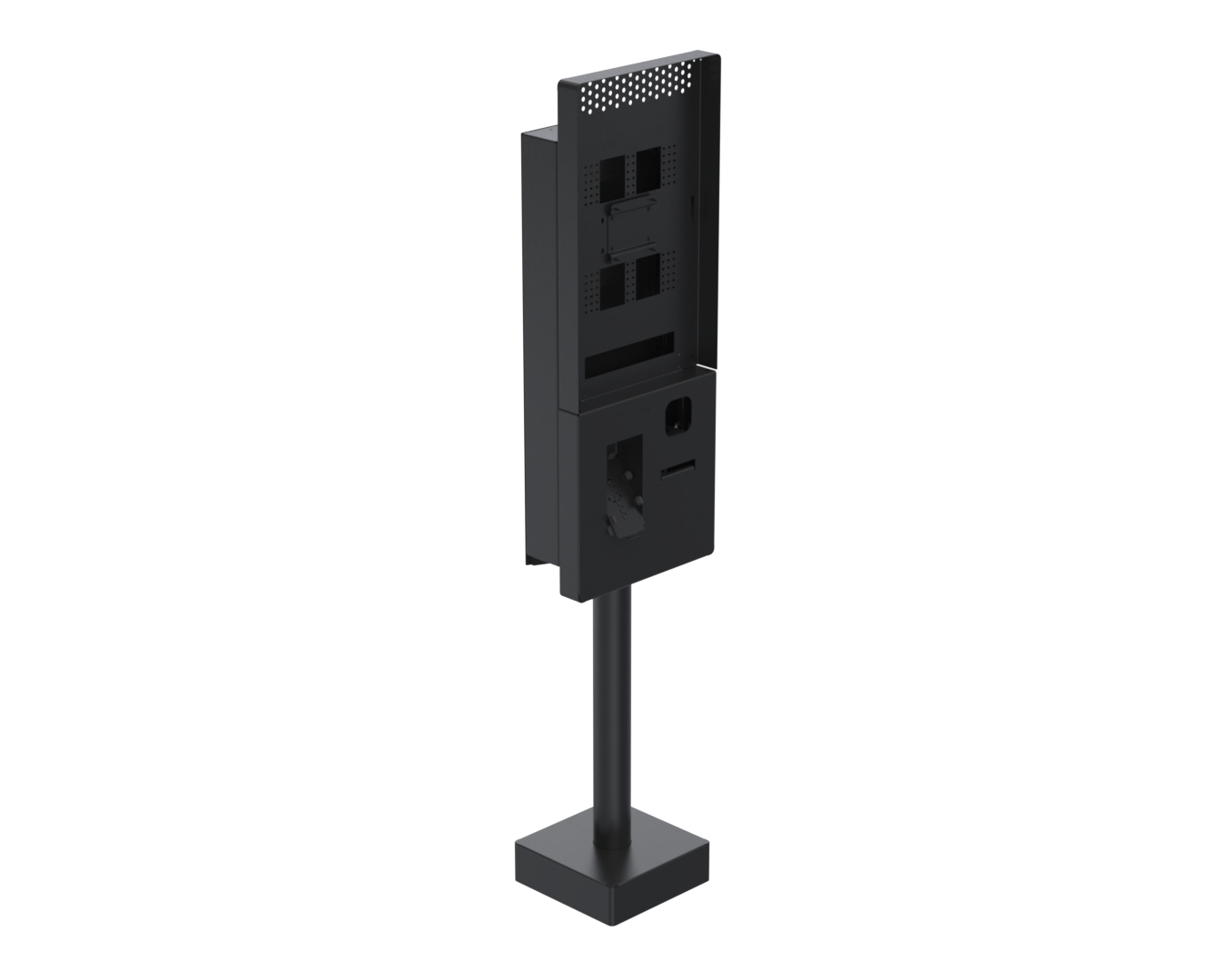 Ergonomic Solutions SpacePole Kiosk Single sided Microtouch QSR kiosk w/ scanner