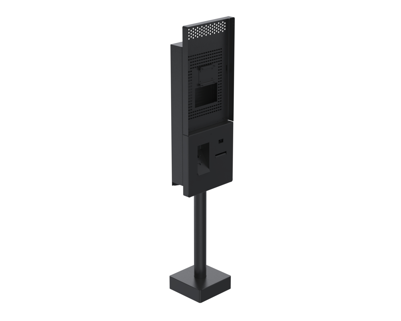 Ergonomic Solutions SpacePole Kiosk Single sided Sunmi QSR kiosk w/ scanner