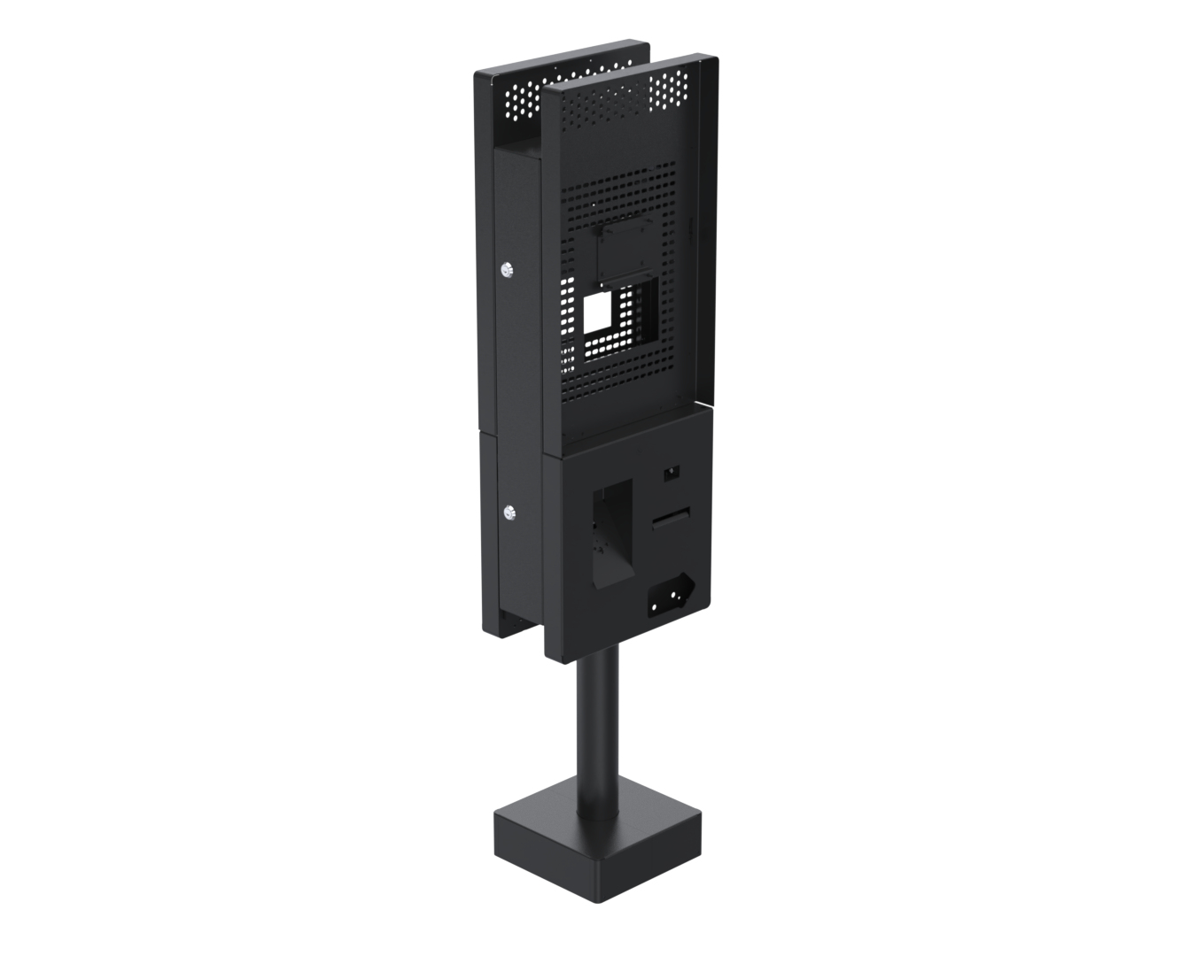 Ergonomic Solutions SpacePole Kiosk Dual sided Sunmi QSR kiosk w/ scanner (Low profile)