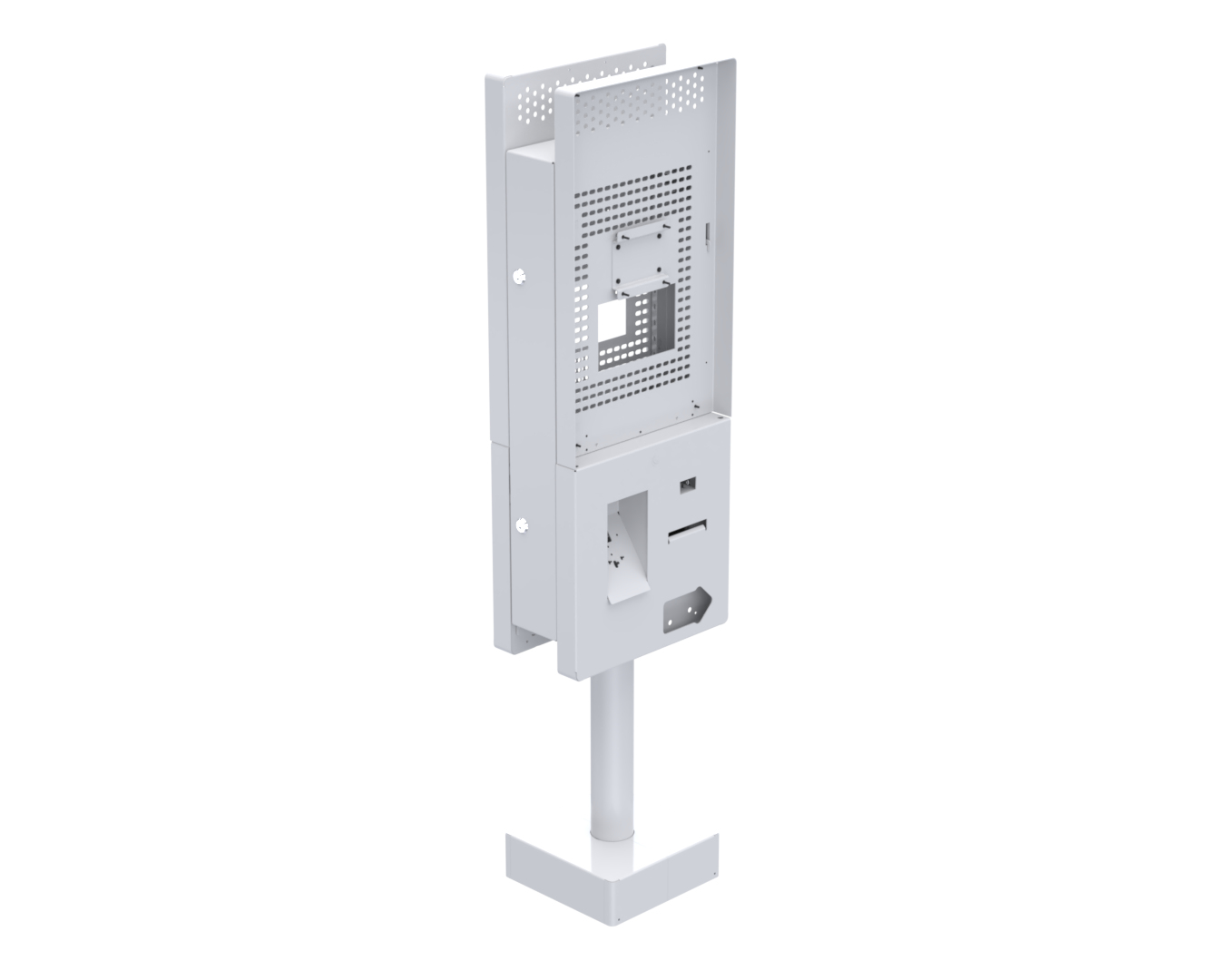 Ergonomic Solutions SpacePole Kiosk Dual sided Sunmi QSR kiosk w/ scanner (Low profile)