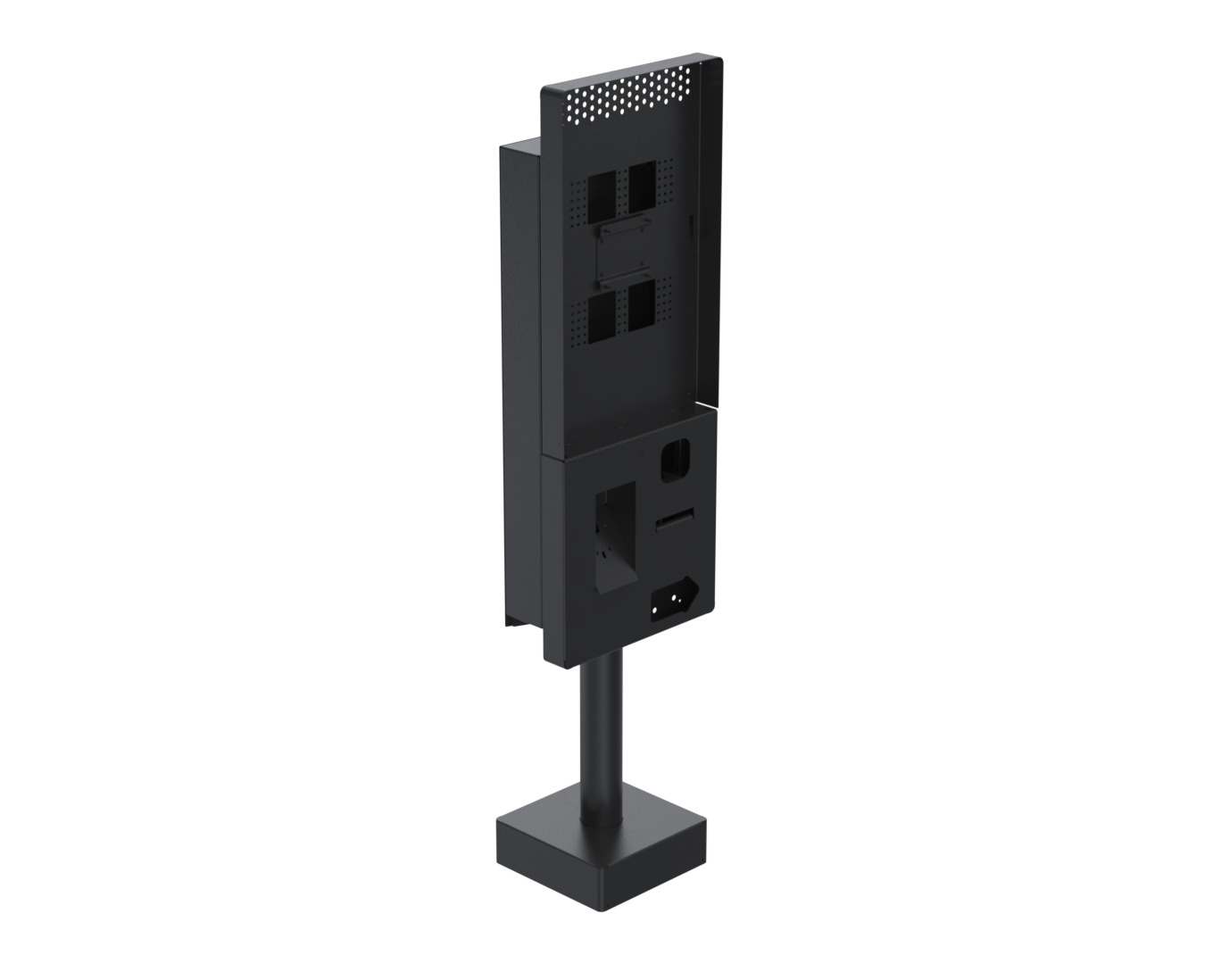 Ergonomic Solutions SpacePole Kiosk Single sided Microtouch QSR kiosk w/ scanner (Low profile)