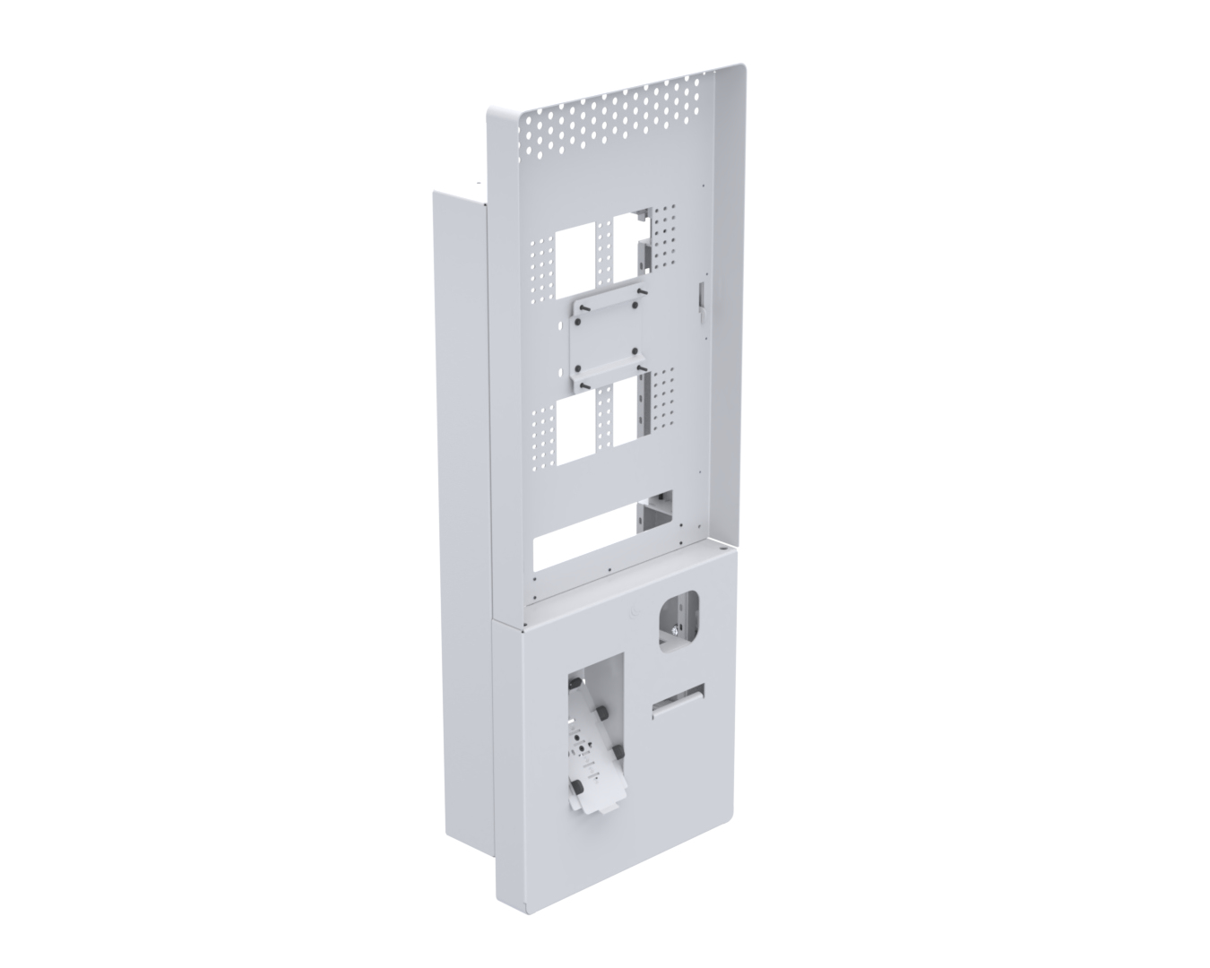 Ergonomic Solutions SpacePole Kiosk Wall mounted Microtouch QSR kiosk w/ scanner