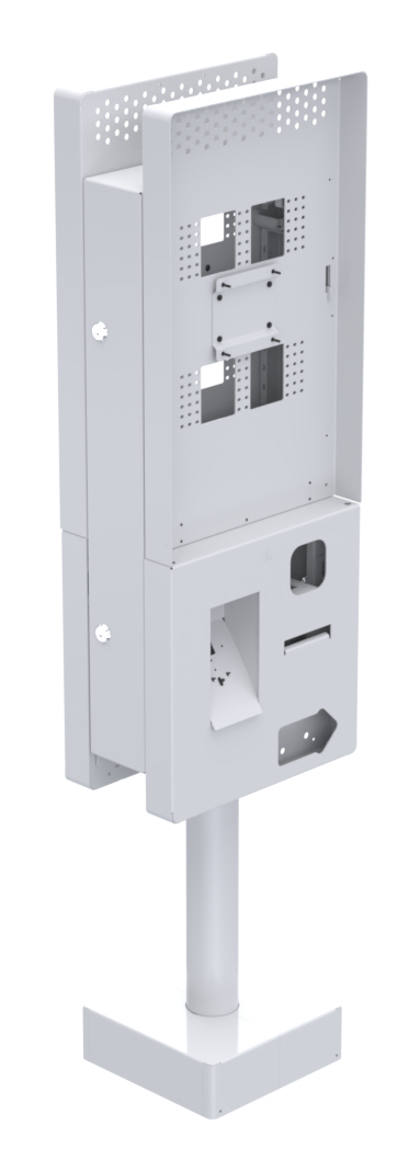 Ergonomic Solutions SpacePole Kiosk Dual sided Microtouch QSR kiosk w/ scanner (Low profile)