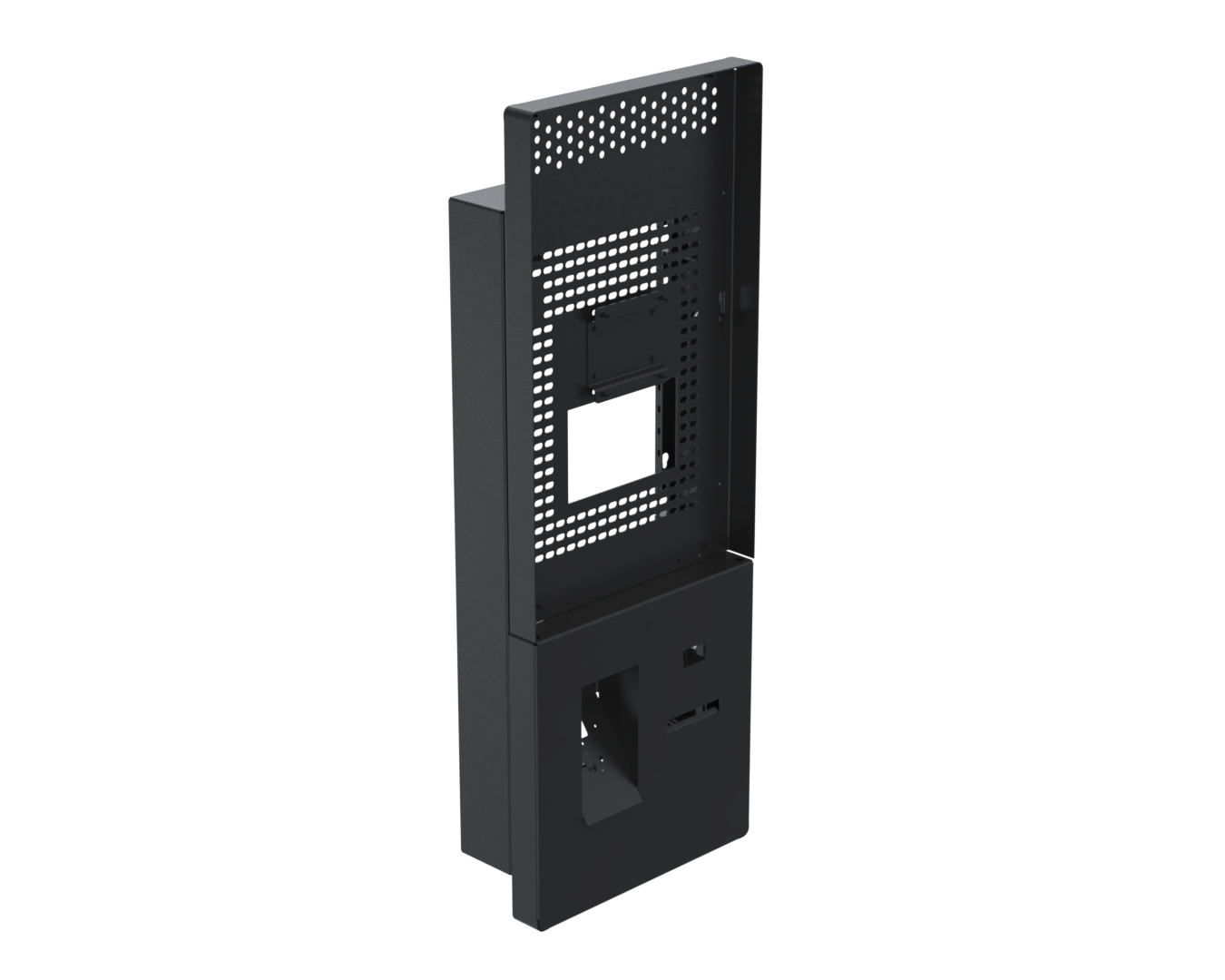 Ergonomic Solutions SpacePole Kiosk Wall mounted Sunmi QSR kiosk w/ scanner