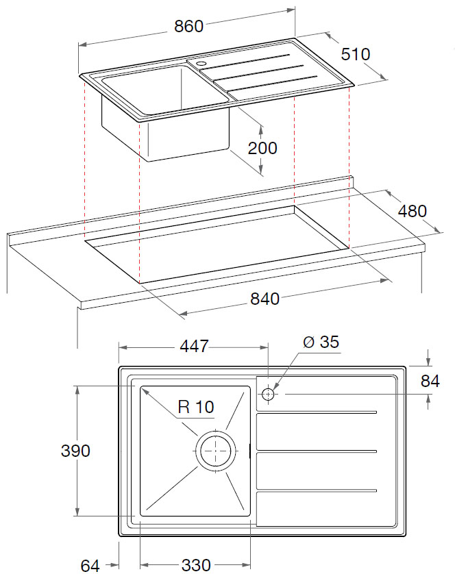 Hotpoint SK8610W1 (X) HA kitchen sink Stainless steel