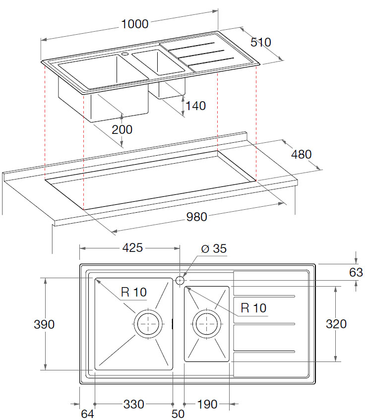 Hotpoint SK11010W2 (X) HA kitchen sink Stainless steel