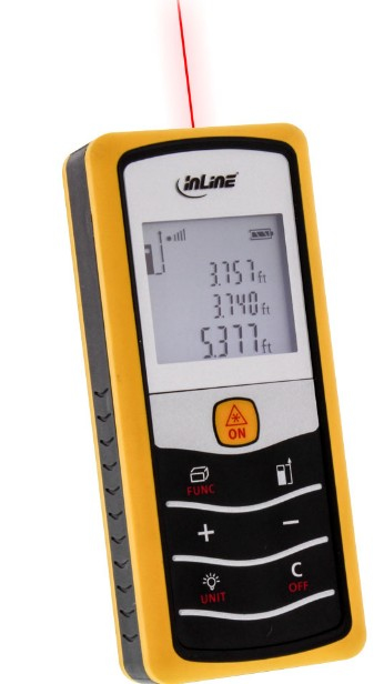 InLine 43125 distance meter Laser distance meter Black, Grey, Silver, Yellow 40 m