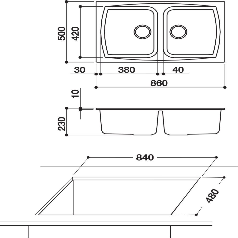 Whirlpool CN 8652 JA Flush-mounted sink Rectangular