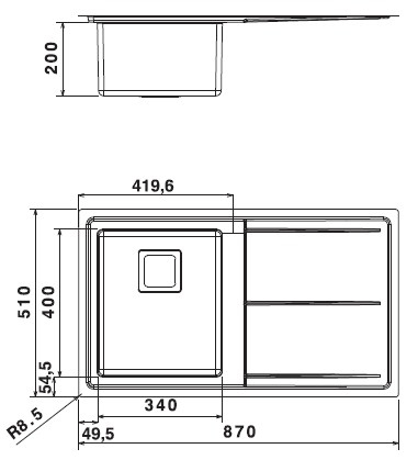 Whirlpool FS 8751 IXL kitchen sink Top-mounted sink Rectangular Stainless steel