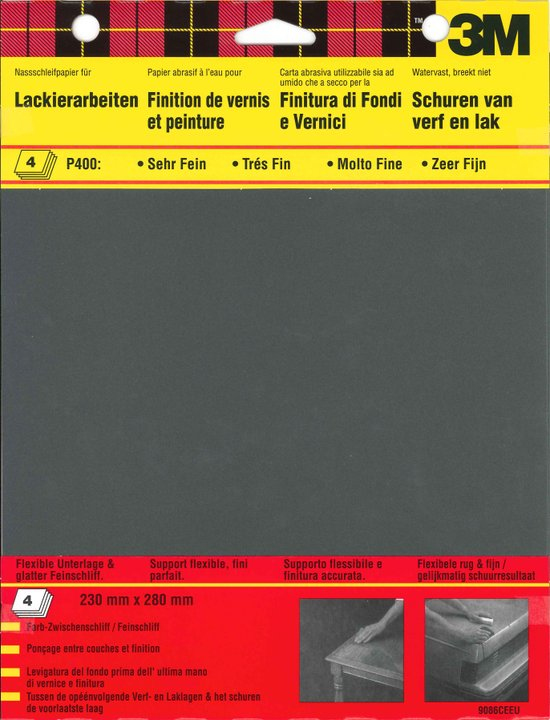 3M 734 Wetordry Abrasive sheet Very fine grit P400 4 pc(s)