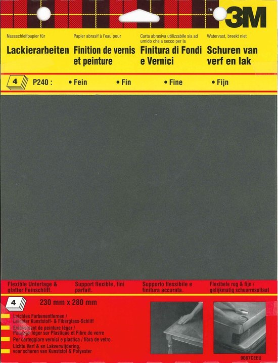 3M 734 Wetordry Abrasive sheet Fine grit P240 4 pc(s)