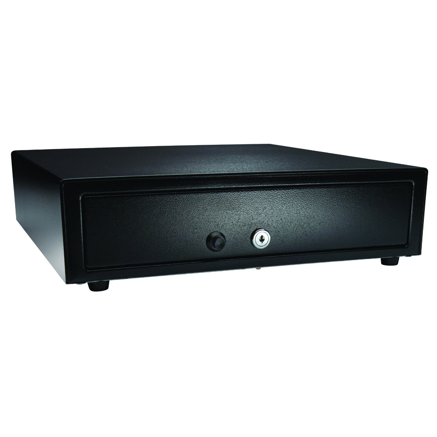 apg Solutions Standard-Duty Point of Sale Cash Drawer | Vasario Series VP101-BL1416-235 - USD - Stainless Steel, Plastic - Black - 4" Height x 13.8" Width x 16.3" Depth