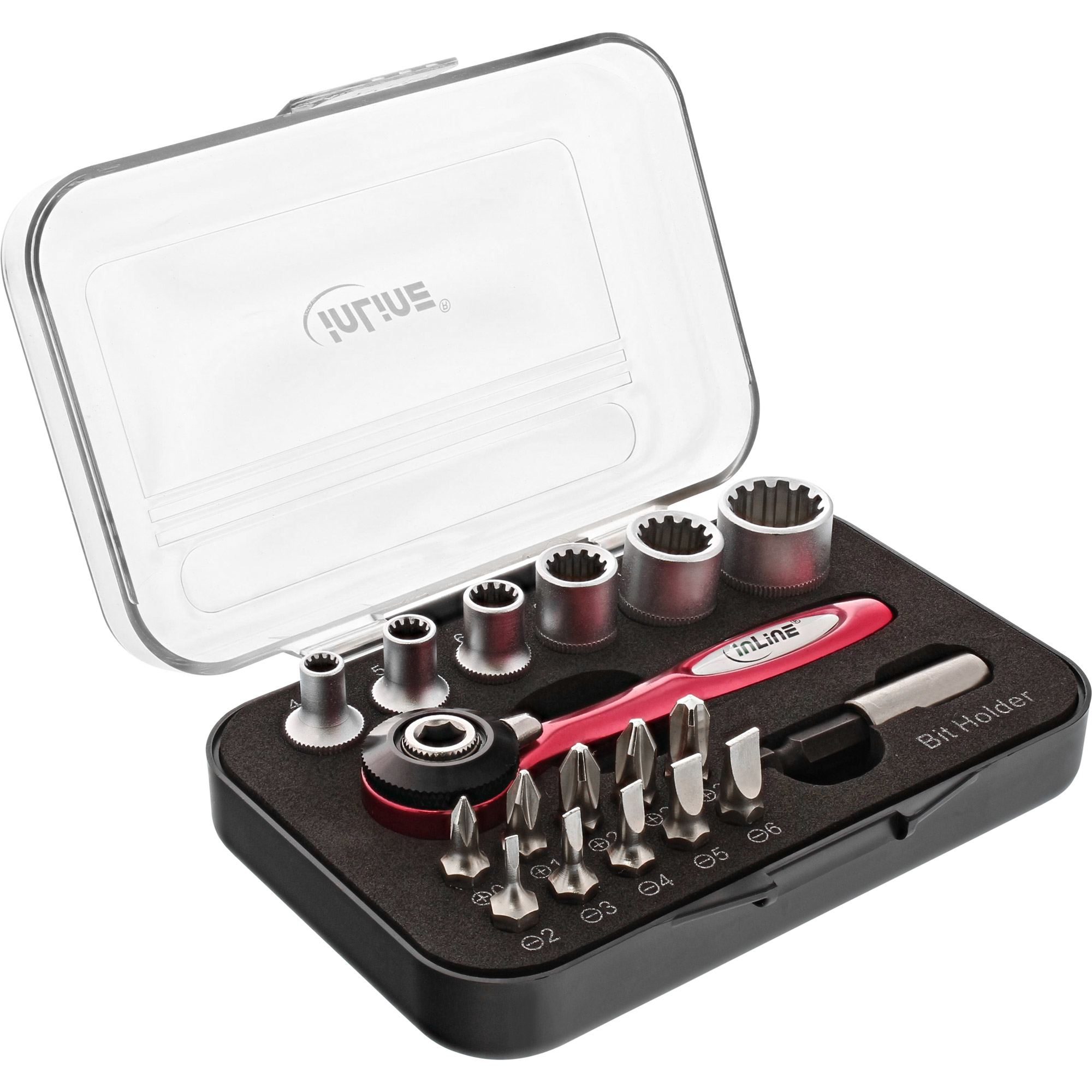 InLine mini double ratchet set 18in1