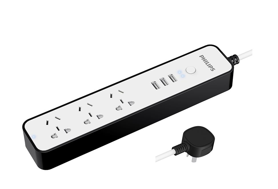 Philips SPS9012S/93 surge protector Black, White 3 AC outlet(s) 1.8 m