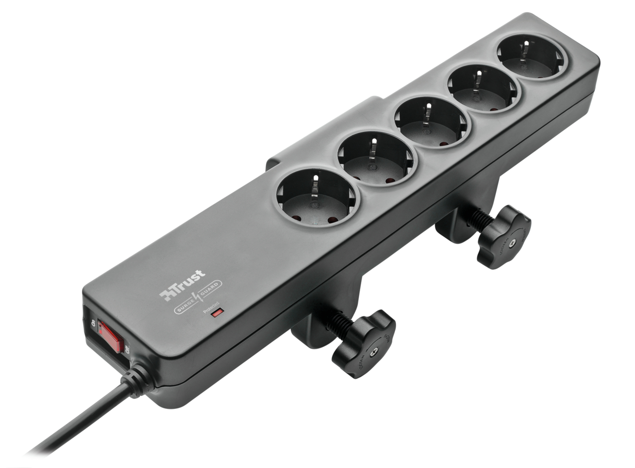 Trust Clamp-on Surge Guard Black 5 AC outlet(s) 2 m