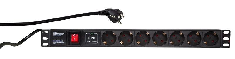 LogiLink PDU7C01 surge protector Black 7 AC outlet(s) 230 V 2 m
