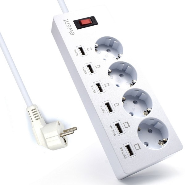 Ewent EW3937 surge protector White 6 AC outlet(s) 110 - 250 V 1.8 m