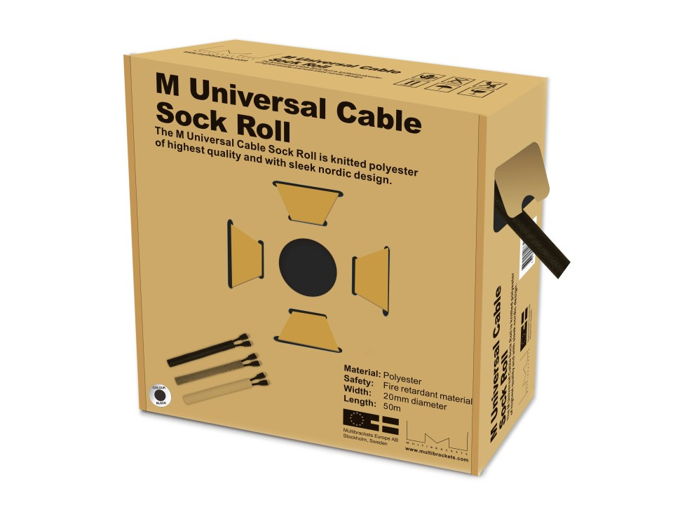 Multibrackets M Universal Cable Sock Roll Black 20mm-W 50m-L