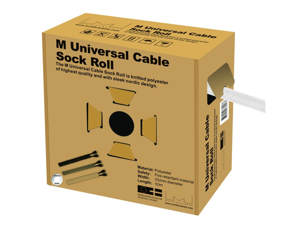 Multibrackets M Universal Cable Sock Roll White 55mm-W 50m-L