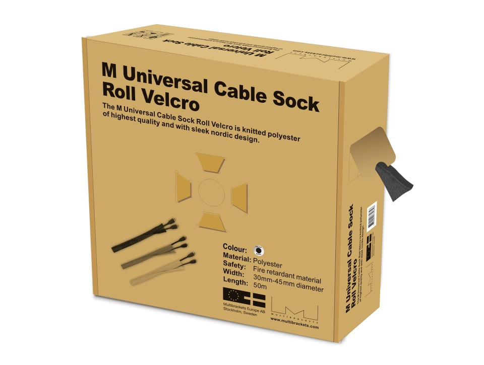 Multibrackets M Universal Cable Sock Roll Velcro Black 50m-L