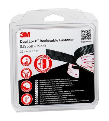 3M Druckverschluss Dual Lock Suitable for indoor use Suitable for outdoor use 2.5 m Polyolefin Black