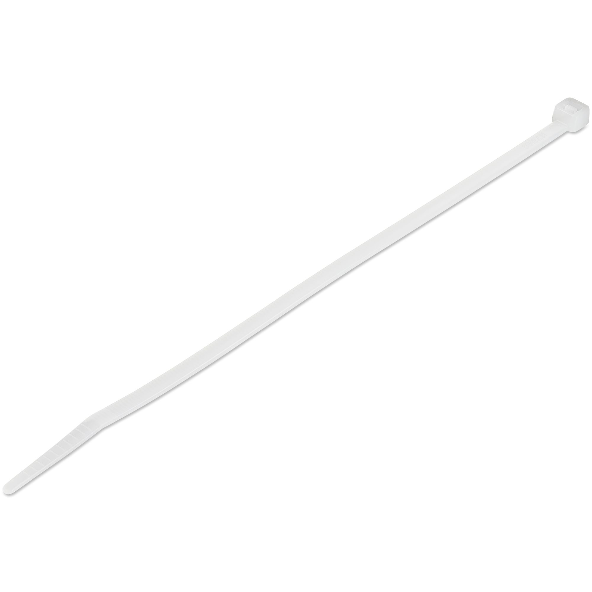 StarTech.com 8"(20cm) Cable Ties - 1/8"(4mm) wide, 2-1/8"(55mm) Bundle Diameter, 50lb(22kg) Tensile Strength, Nylon Self Locking Zip Ties w/ Curved Tip - 94V-2/UL Listed, 1000 Pack - White - TAA