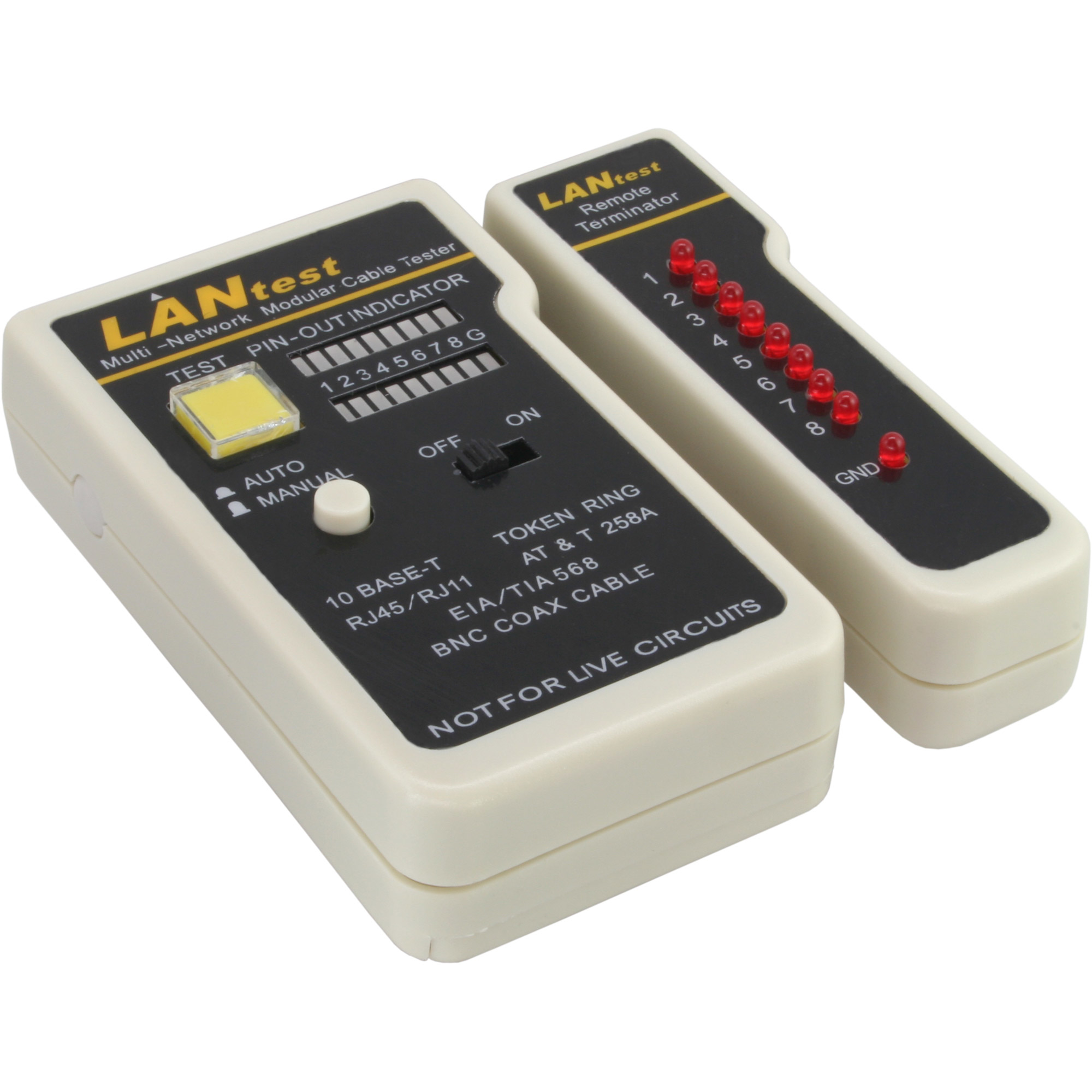 InLine Network Cable Tester for BNC RJ11 RJ45