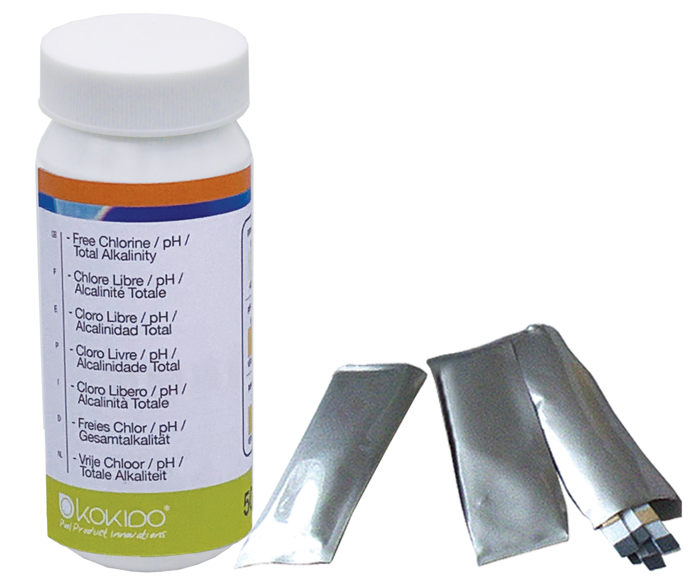 Kokido 3-Way Test Strips (Free Chlorine, pH, Alkalinity)