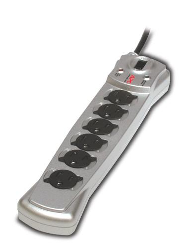 APC Essential A/V Surge Protector, 6 outlet Black, Silver 6 AC outlet(s) 120 V 1.83 m