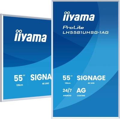 iiyama LH5581UHSG-1AG Signage Display Digital signage flat panel 138.7 cm (54.6") Wi-Fi 500 cd/m² 4K Ultra HD White Built-in processor Android 24/7