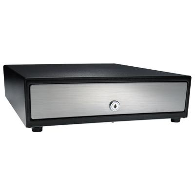 apg Solutions Standard-Duty Point of Sale Cash Drawer | Vasario Series VS554A-BL1416 - 5 Bill - 5 Coin - USB - Stainless Steel, Plastic - Black - 4" Height x 13.8" Width x 16.3" Depth