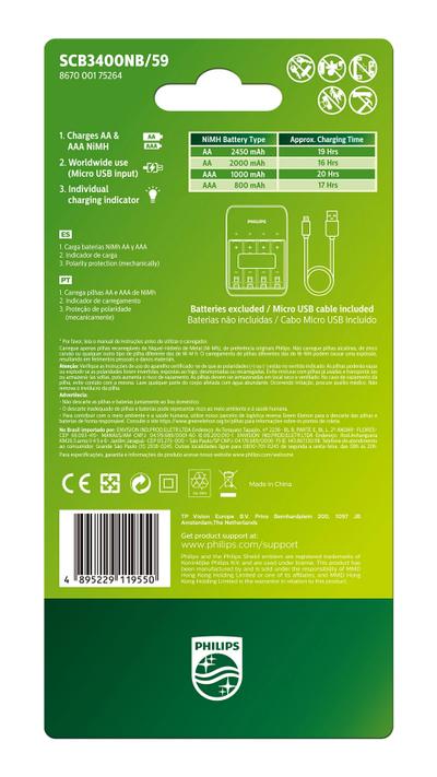 Philips SCB3400NB/59 battery charger Universal USB