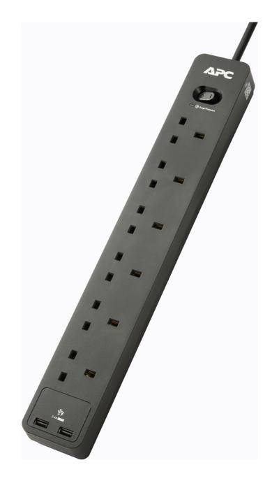 APC PME6U2B-UK surge protector Black 6 AC outlet(s) 220 - 250 V 2 m
