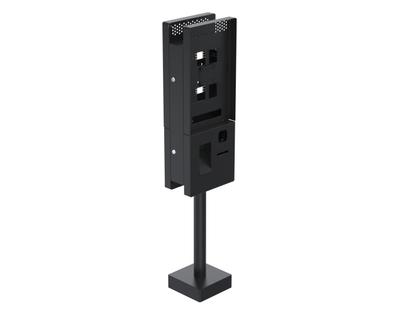 Ergonomic Solutions SpacePole Kiosk Dual sided Microtouch QSR kiosk w/ scanner