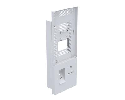 Ergonomic Solutions SpacePole Kiosk Wall mounted Sunmi QSR kiosk w/ scanner