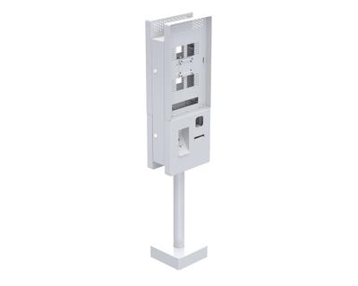 Ergonomic Solutions SpacePole Kiosk Dual sided Microtouch QSR kiosk w/ scanner